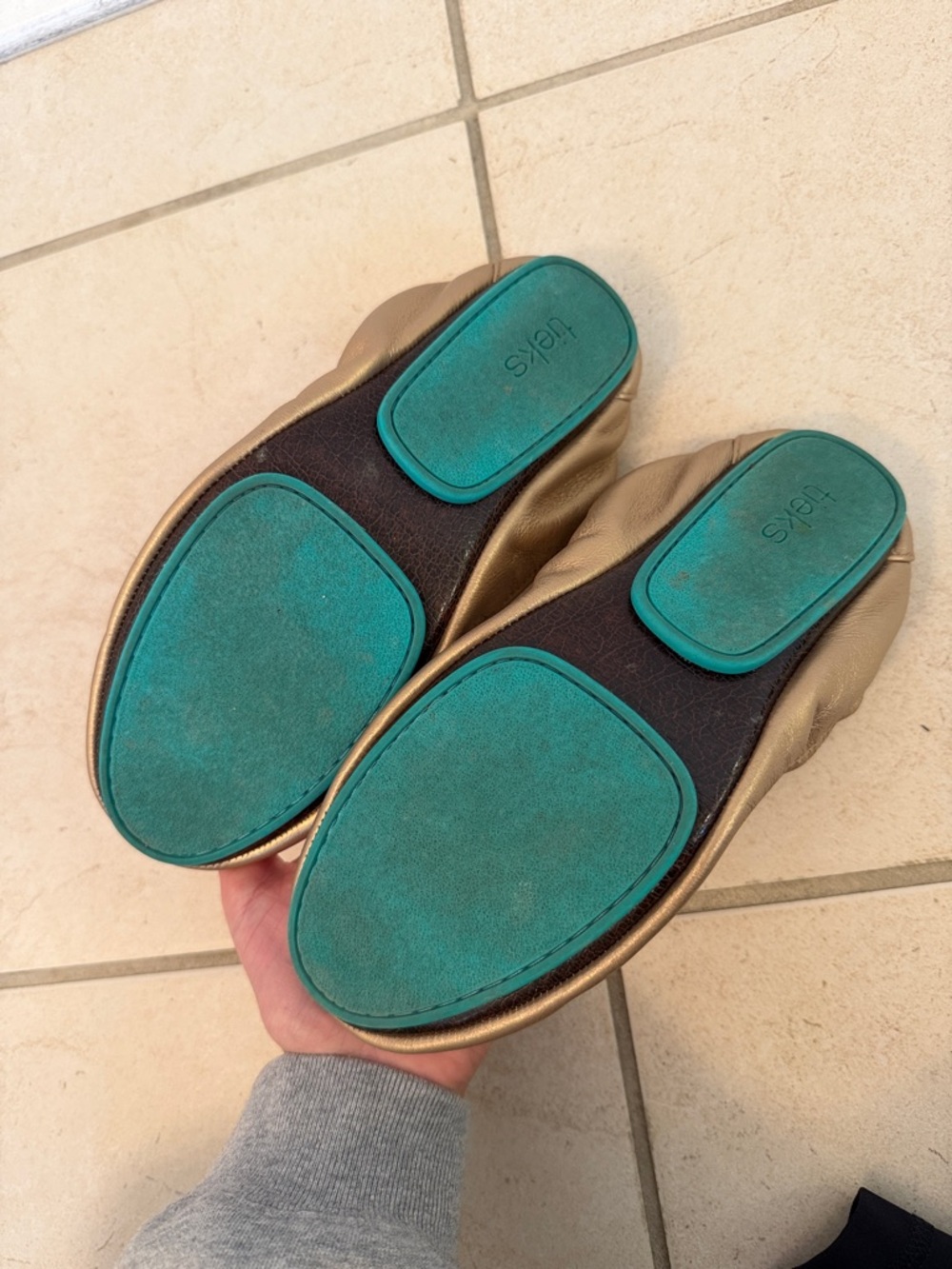 Tieks Gold Ballet Flats - Comfortable Foldable Shoes - Picture 3 of 4